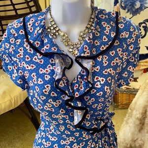 ❤️🌹❤️VALENTINES DAY Juicy Couture Silk Blue Heart Wrap Dress